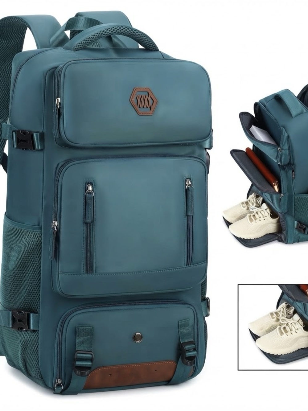 Men's Travel Backpack - Teal Multi-Compartment Daypack